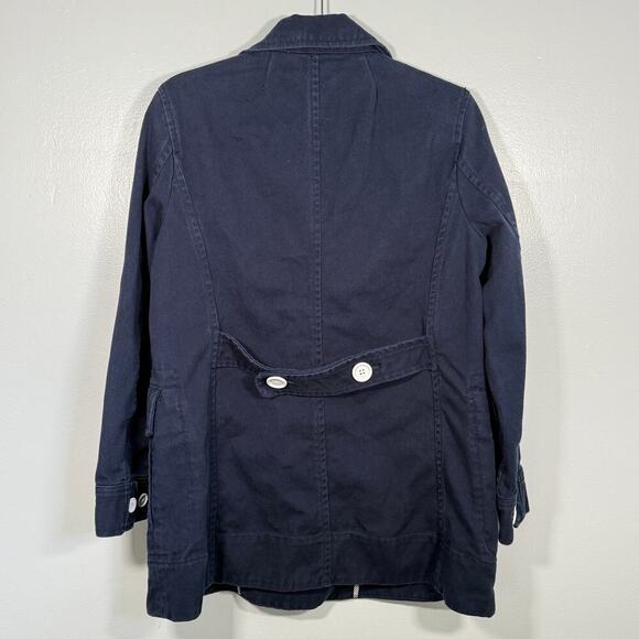 J.Crew Navy Double-Breasted Cotton Peacoat size 10 Preppy Coastal Fall Jacket - Picture 6 of 7